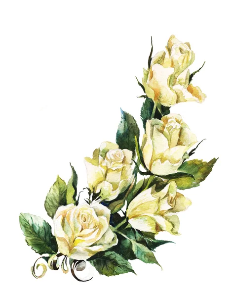 White roses watercolor — Stock fotografie