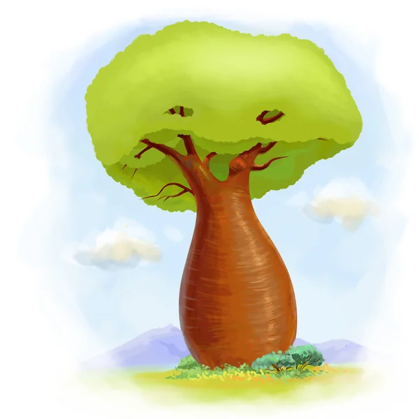 Cartoon baobab drawing — Stock Photo, Image