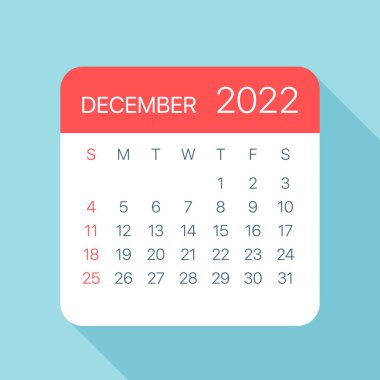 Aralık 2022 Yaprak Takvimi - İllüstrasyon Vektör grafik sayfası