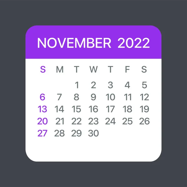 Oktober 2022 Kalender Blad Illustration Vektorns Grafiska Sida — Stock vektor