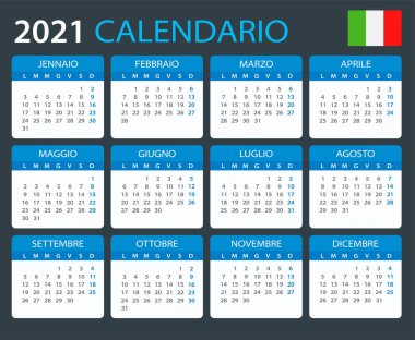 2022 takviminin renk şablonu - İtalyanca sürümü