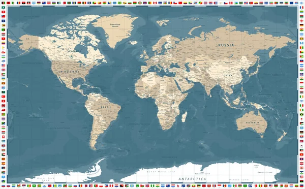 Mapa Del Mundo Político Ilustración Vectorial — Vector de stock