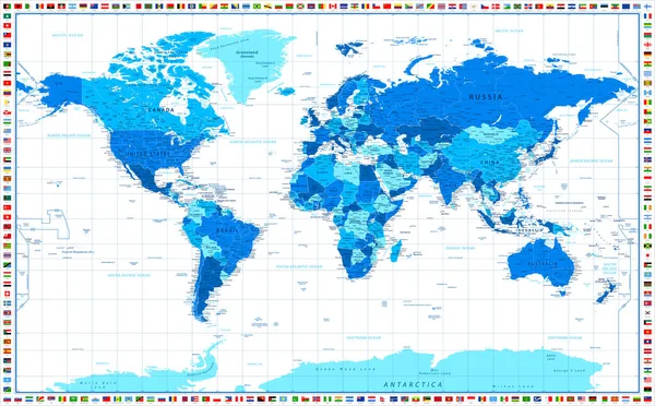 Mapa Del Mundo Político Ilustración Vectorial — Vector de stock