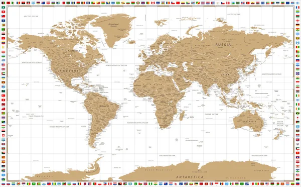 Carte Monde Politique Illustration Vectorielle — Image vectorielle