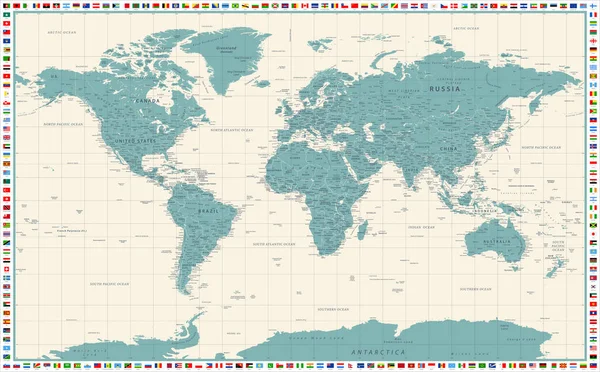 Mapa Del Mundo Político Ilustración Vectorial — Archivo Imágenes Vectoriales