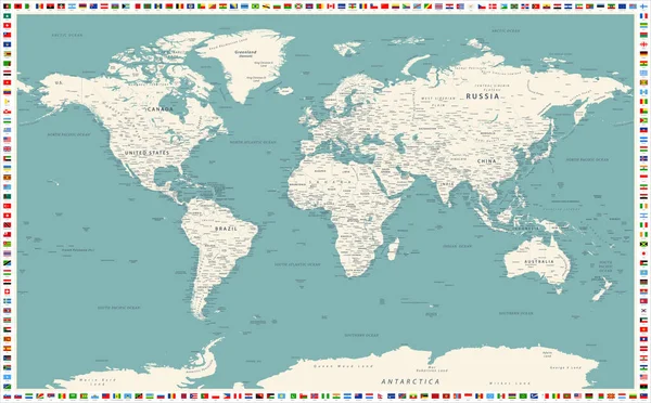 Политическая Карта Мира Векторная Иллюстрация — стоковый вектор