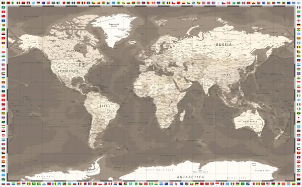 Världskarta Politisk Vektor Illustration — Stock vektor