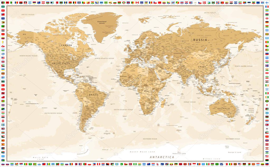 World Map Political - Vector Illustration