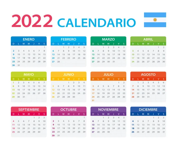 Vector Template Color 2022 Calendar Argentinian Version — стоковий вектор