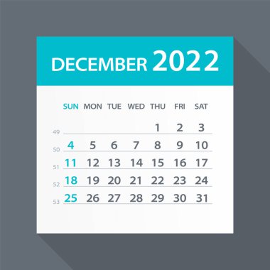 Aralık 2022 Yaprak Takvimi - İllüstrasyon Vektör grafik sayfası