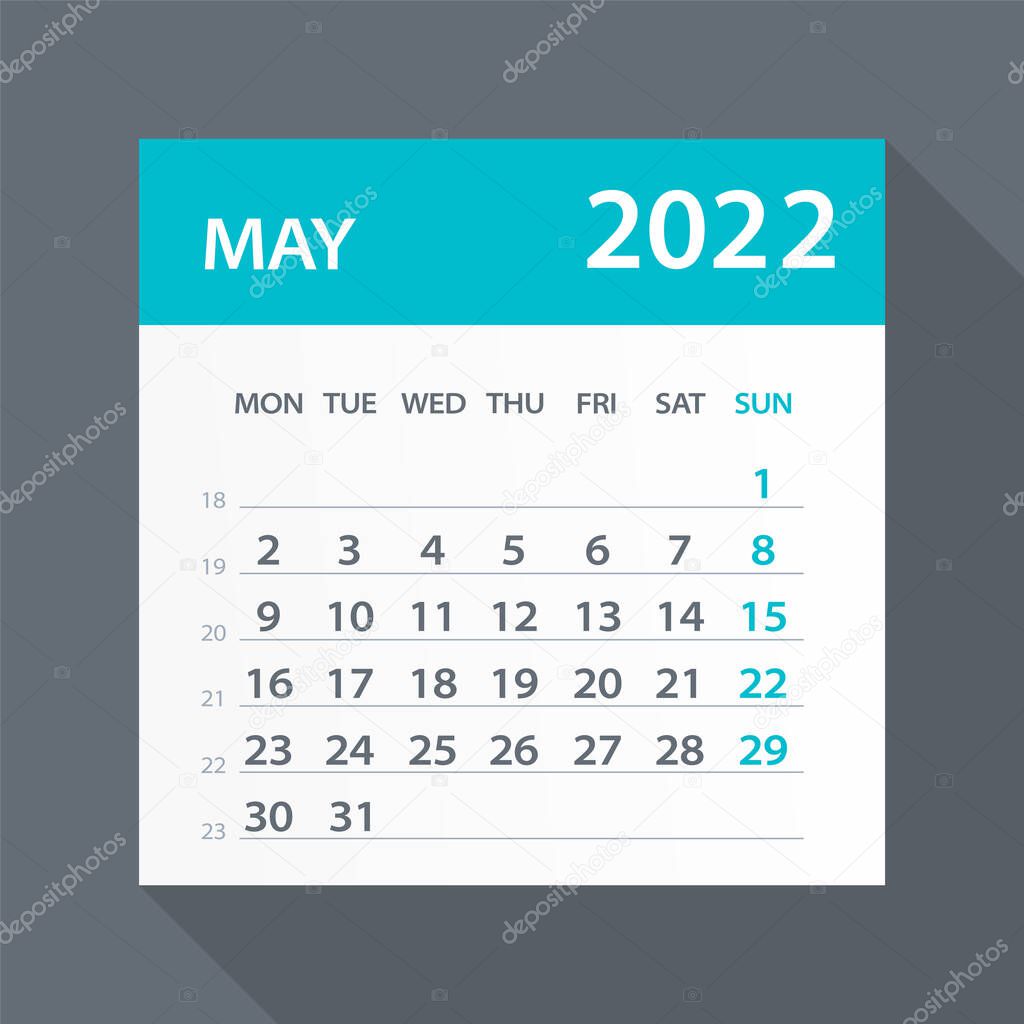 May 2022 Calendar Leaf - Illustration. Vector graphic page