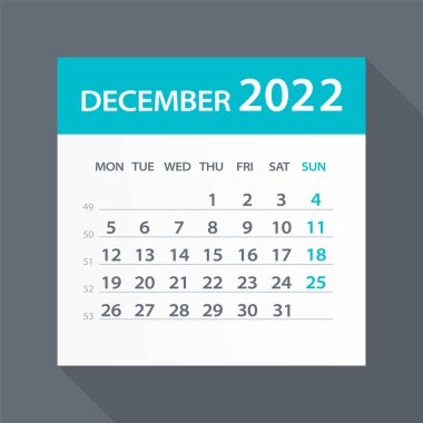 Aralık 2022 Yaprak Takvimi - İllüstrasyon Vektör grafik sayfası