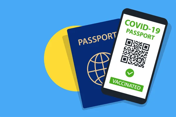 Covid Passport Palau Flag Background Vaccinated Code Smartphone Immune Health — Stock Vector