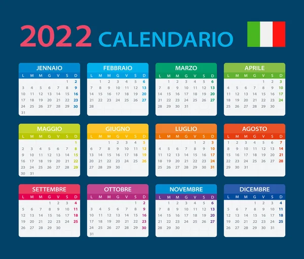 2022 takviminin renk şablonu - İtalyanca sürümü