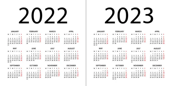 Calendar 2022 2023 Year Vector Illustration Week Starts Monday Calendar — Stock Vector