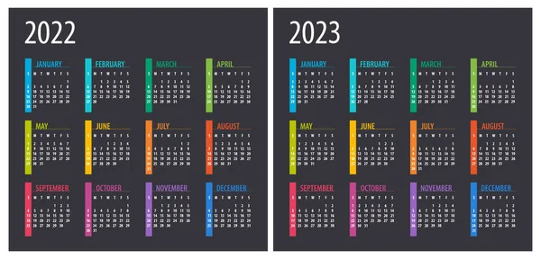 2022 2023 Kalendarz Ilustracja Szablon Makieta Tydzień Zaczyna Się Niedzielę — Wektor stockowy