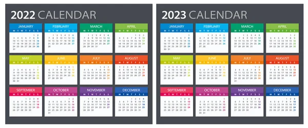 2022 2023 Kalender Illustratie Sjabloon Mock Week Begint Zondag — Stockvector