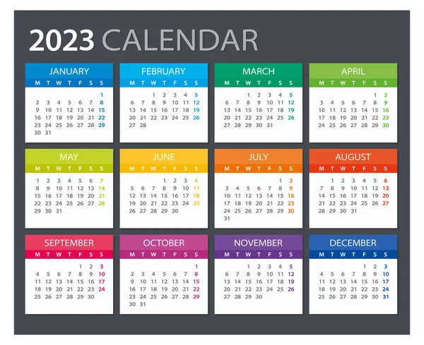 2023年カレンダー イラスト テンプレート モック アップ ウィークは日曜日から — ストックベクタ