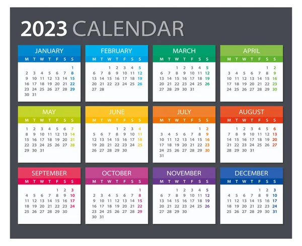 2023 Calendario Ilustración Plantilla Mock Semana Comienza Domingo — Archivo Imágenes Vectoriales