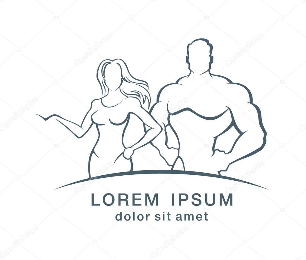 Muscle man and Fitness woman - logo