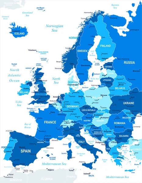 Europe - harita - illüstrasyon — Stok Vektör