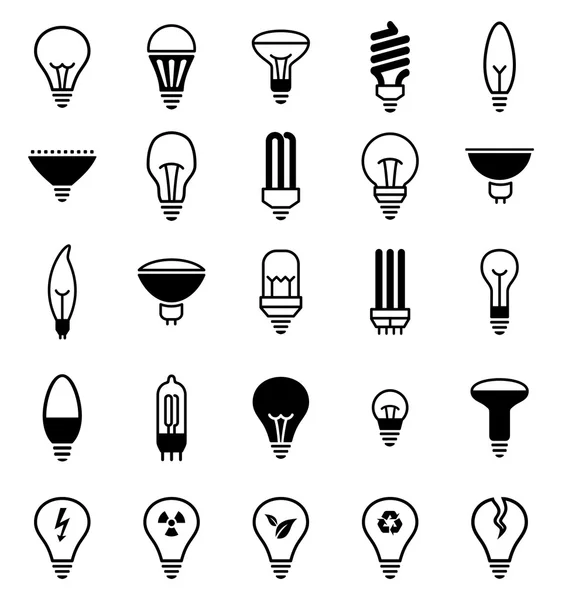 Icone della lampadina - Illustrazione — Vettoriale Stock