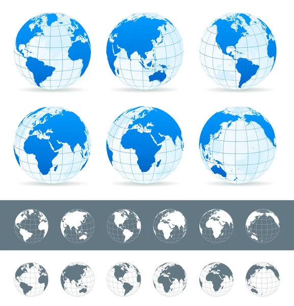 Globes set - illustratie. — Stockvector