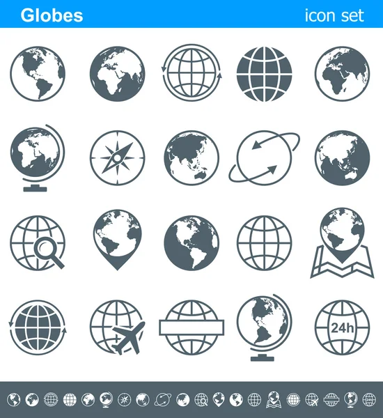 Glober ikoner och symboler - Illustration. — Stock vektor