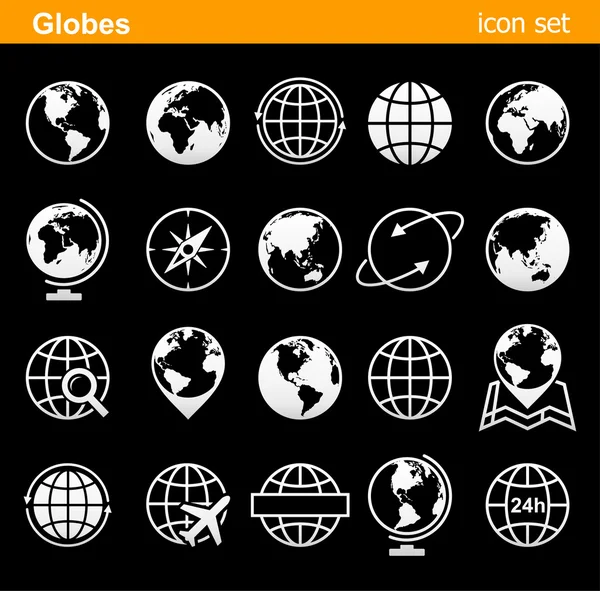 Glober ikoner och symboler - Illustration. — Stock vektor