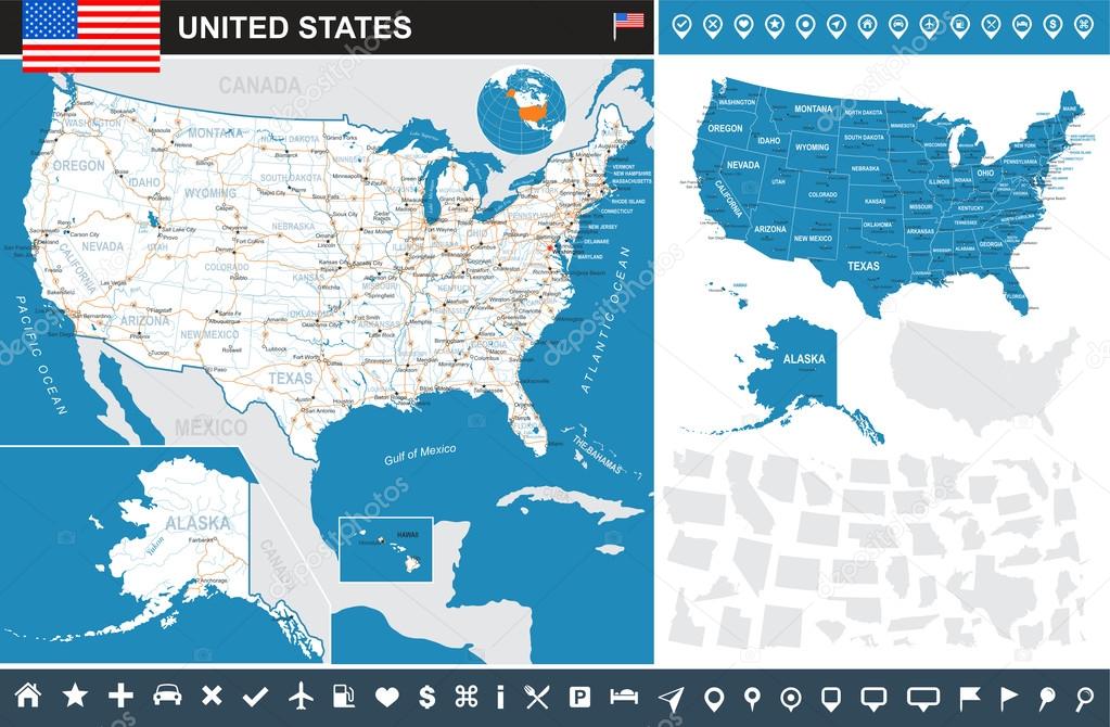 United States (USA) - infographic map - illustration.