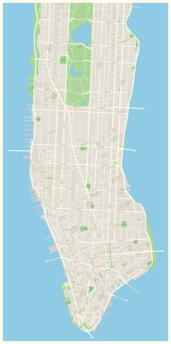 New York Haritası - alt ve Orta Manhattan.