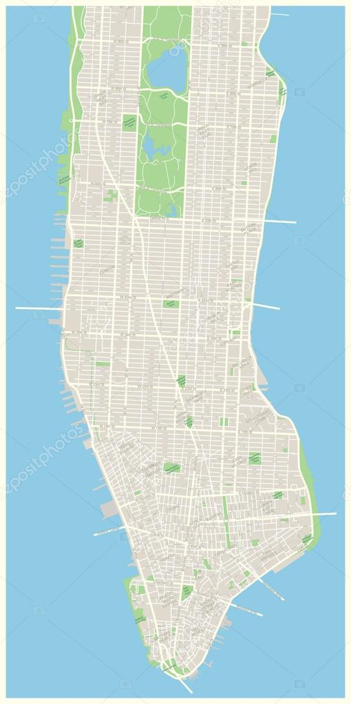 New York Map - Lower and Mid Manhattan.