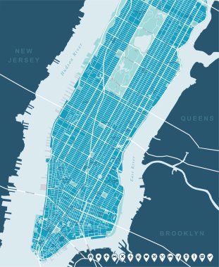 New York Map - Lower and Mid Manhattan. clipart