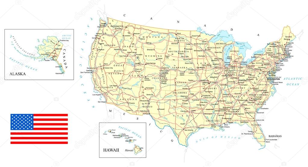 USA - detailed map - illustration.