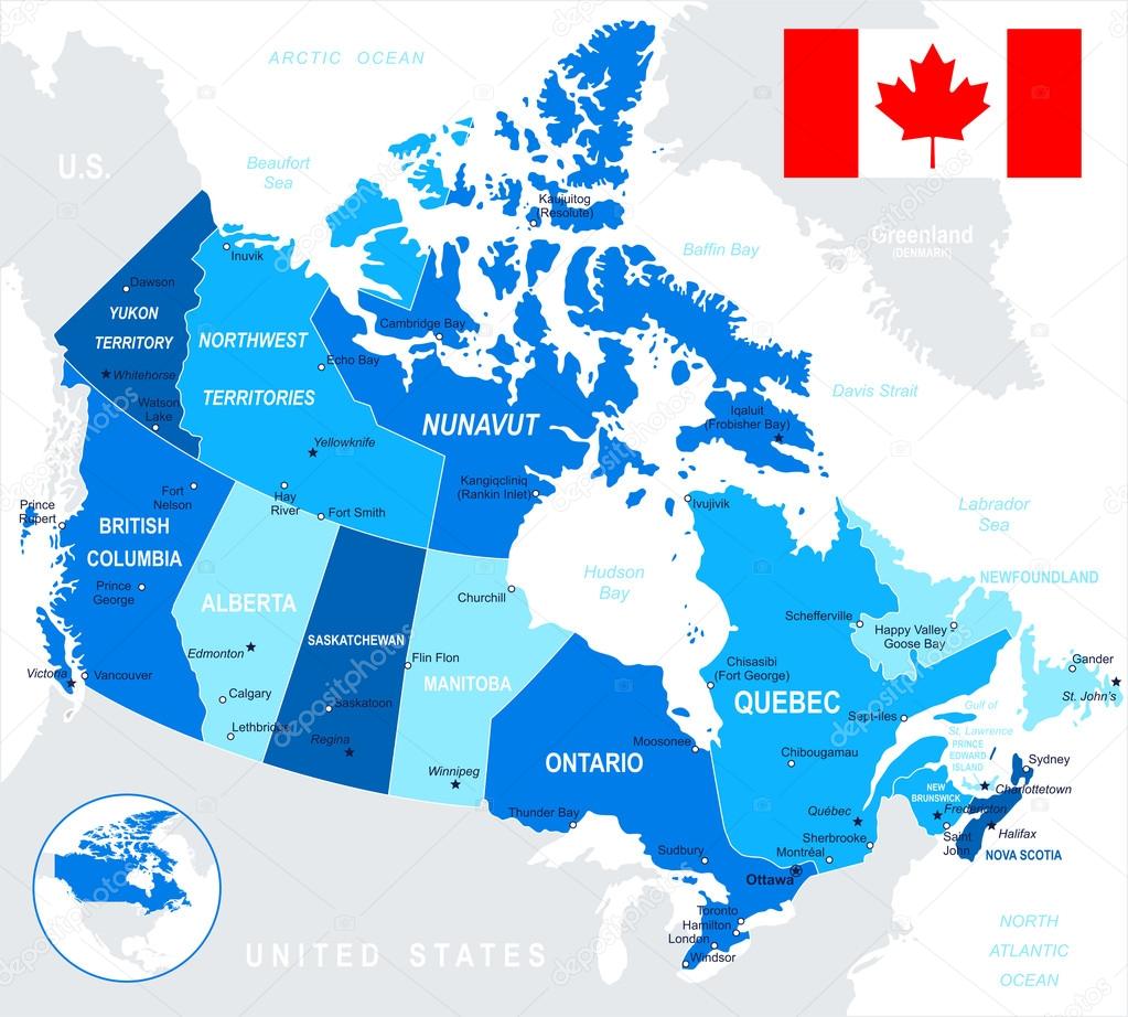 Canada - map and flag - illustration.