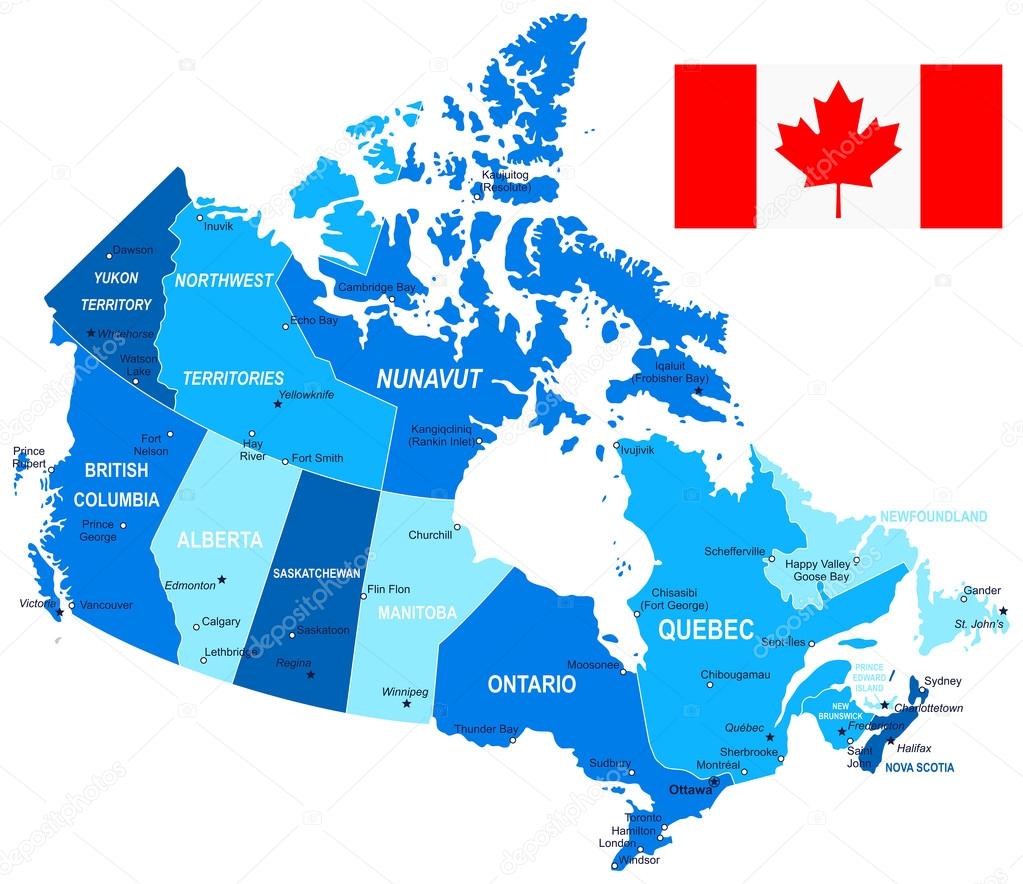 Canada map and flag - illustration.