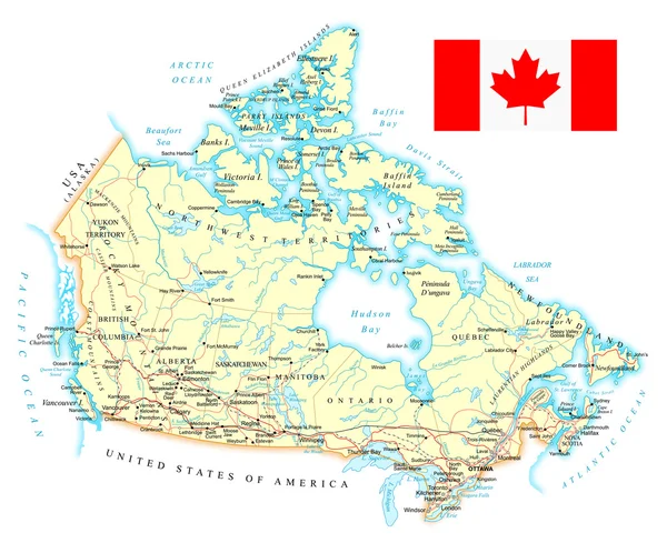 Canada - gedetailleerde kaart - illustratie. — Stockvector