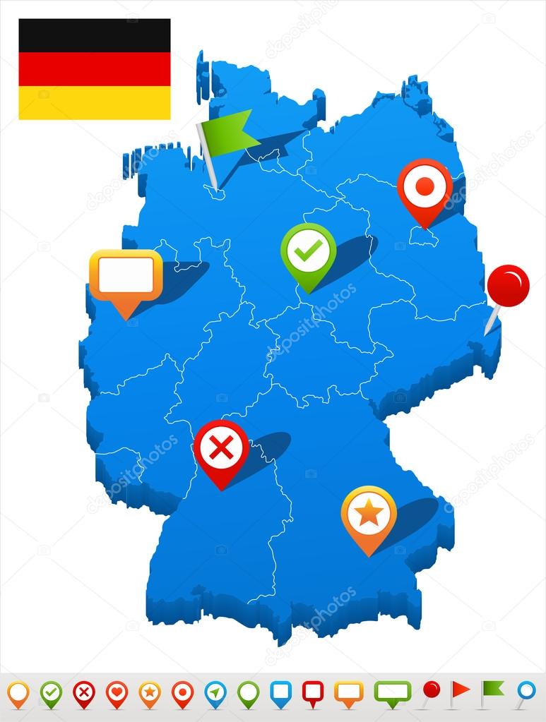 Germany map and navigation icons - Illustration.