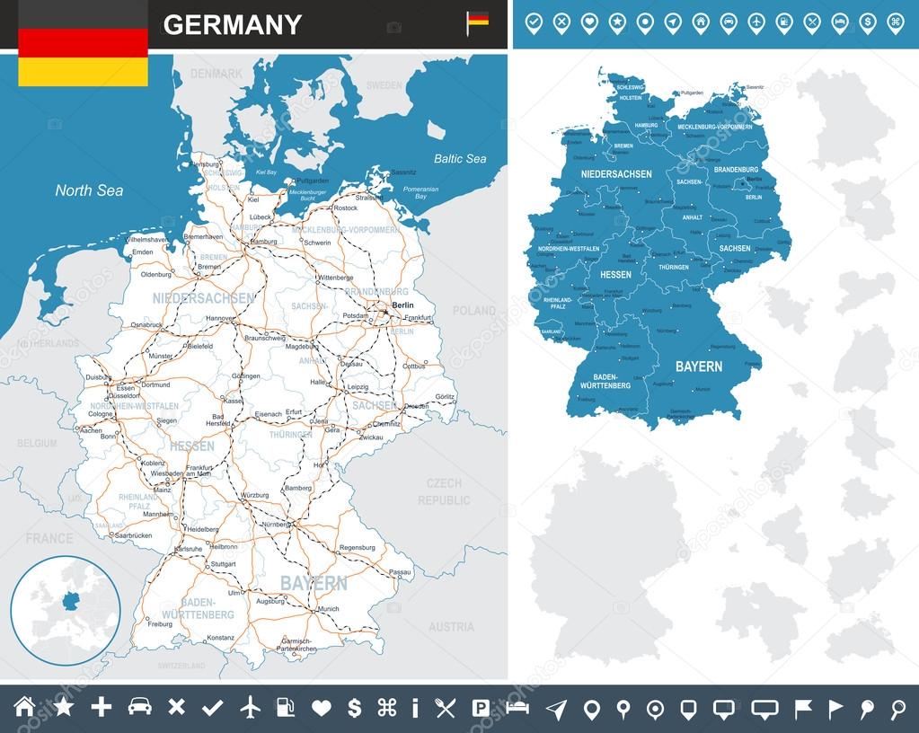 Germany infographic map - illustration.