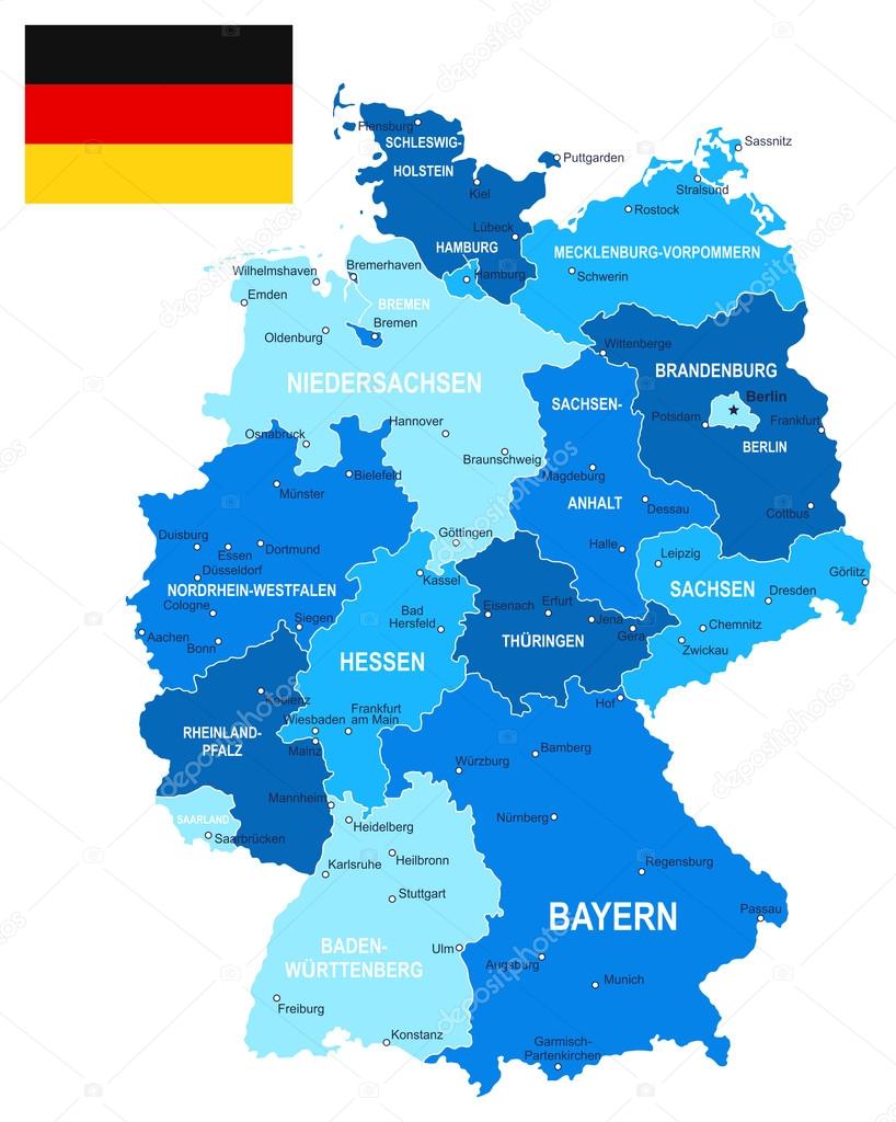 Germany map and flag - illustration.