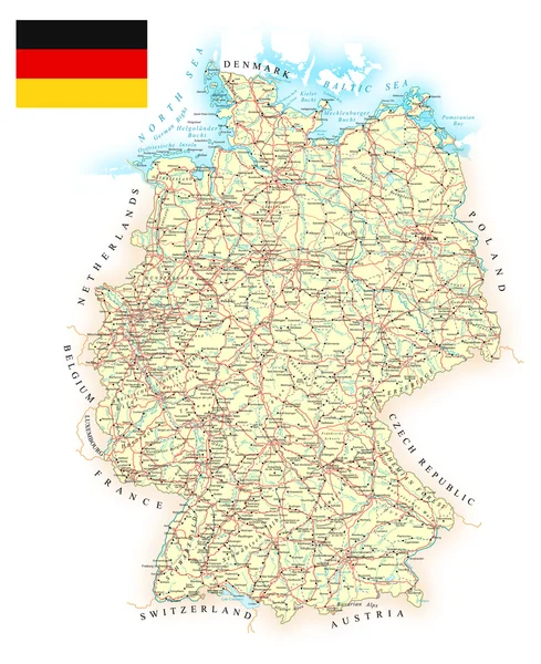 德国-详细地图-图. — 图库矢量图片