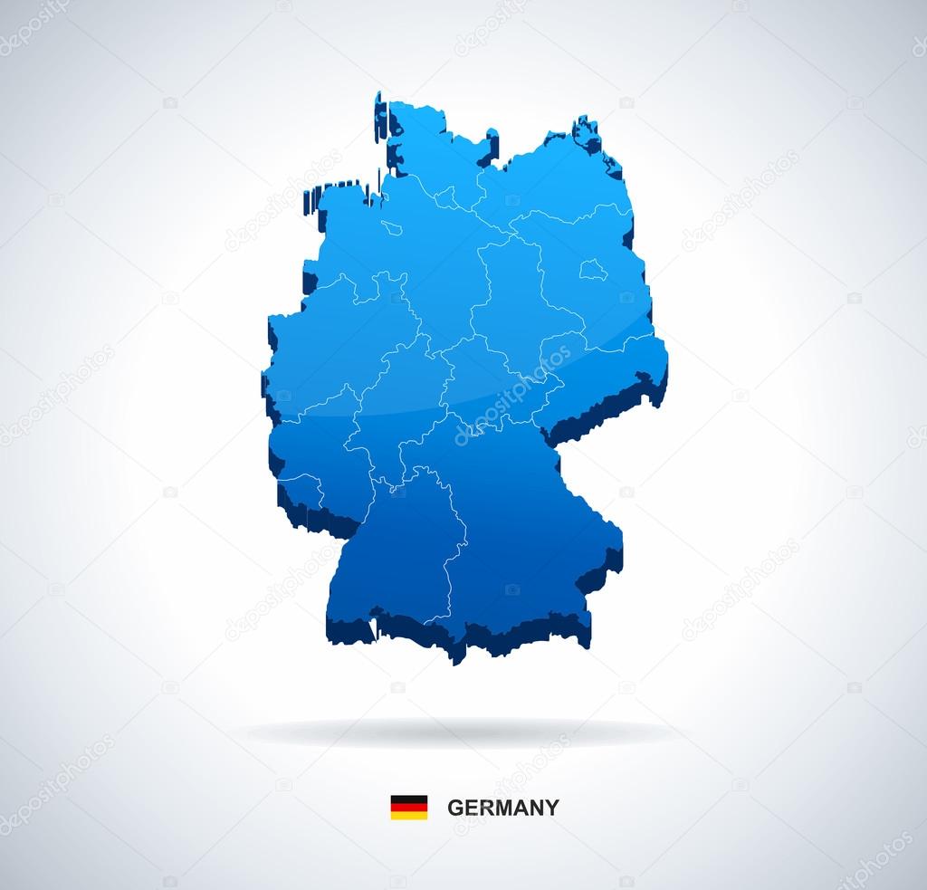 Germany map - three-dimensional vector illustration.