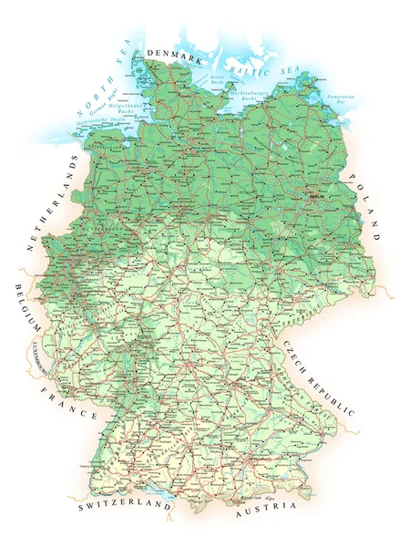 Almanya - detaylı topografik harita - illüstrasyon.