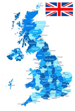 United Kingdom map and flag - illustration. clipart