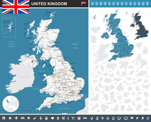 United Kingdom infographic map - illustration. — Stock Vector