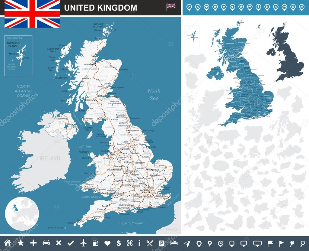United Kingdom infographic map - illustration.