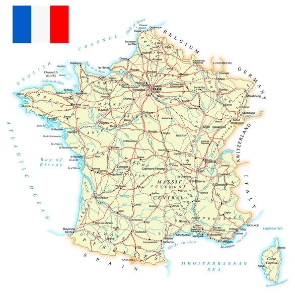 Frankreich - Detailkarte - Illustration. — Stockvektor