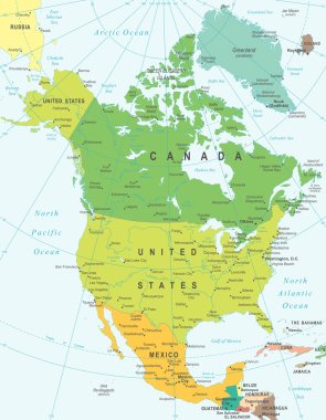 North America - map - illustration.