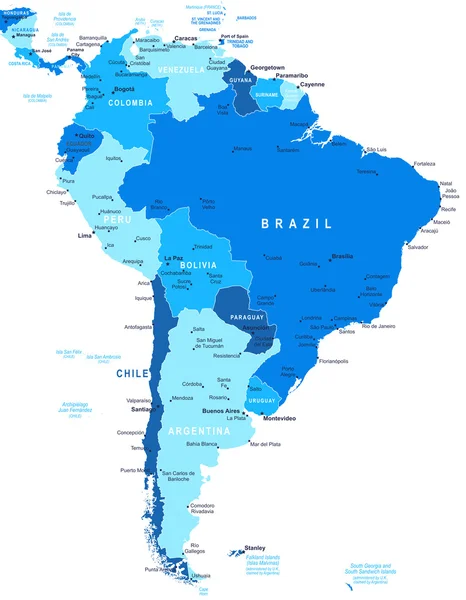 América do Sul - mapa - ilustração . —  Vetores de Stock