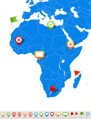 Afrika harita ve navigasyon simgeler - illüstrasyon.